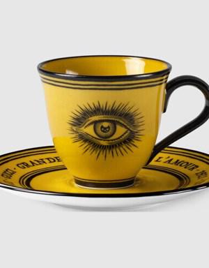 Star eye print coffee cup and saucer, set of two