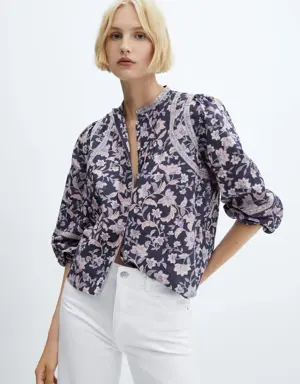 Floral-print cotton blouse