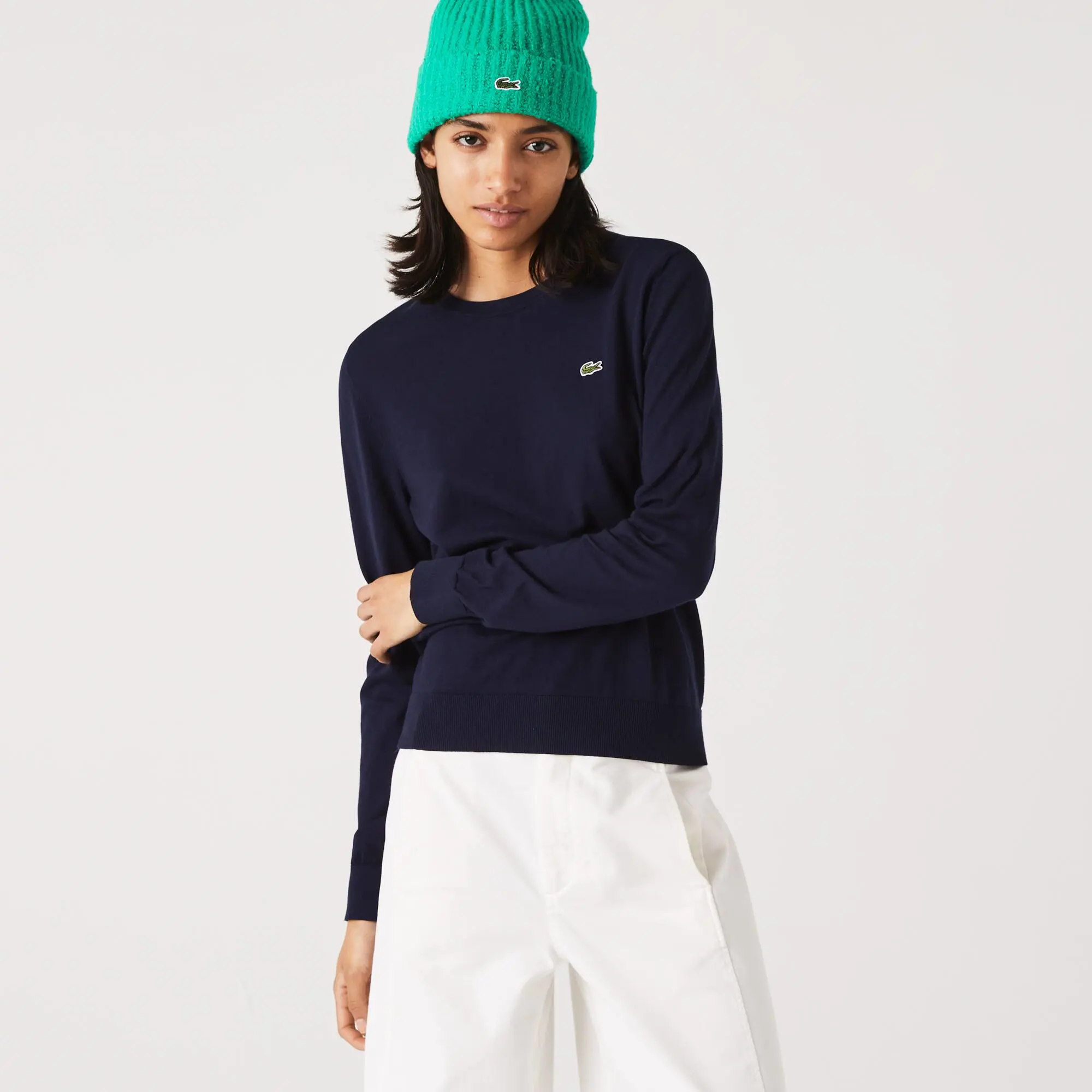 Lacoste Women’s Crew Neck Organic Cotton Sweater. 1