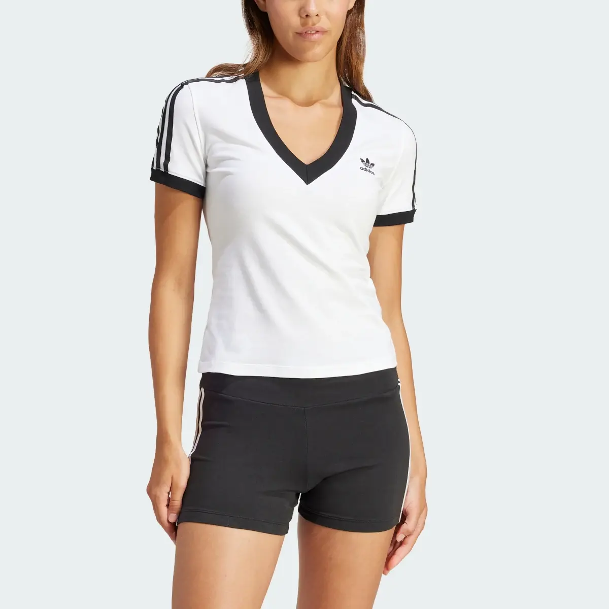 Adidas 3-Stripes V-Neck Slim Tee. 1