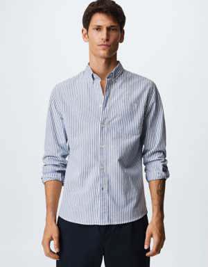 Mango Regular fit striped cotton shirt