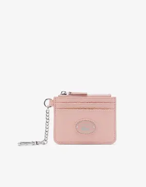 Women's Lacoste Snap Hook Grained Leather Card Holder