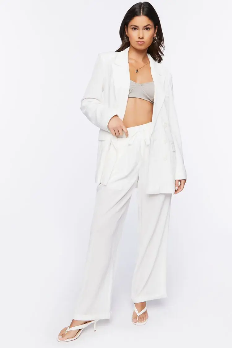 Forever 21 Forever 21 High Rise Wide Leg Pants White. 1