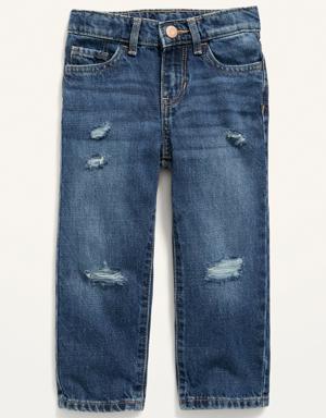Unisex Slouchy Straight Ripped Non-Stretch Jeans for Toddler blue