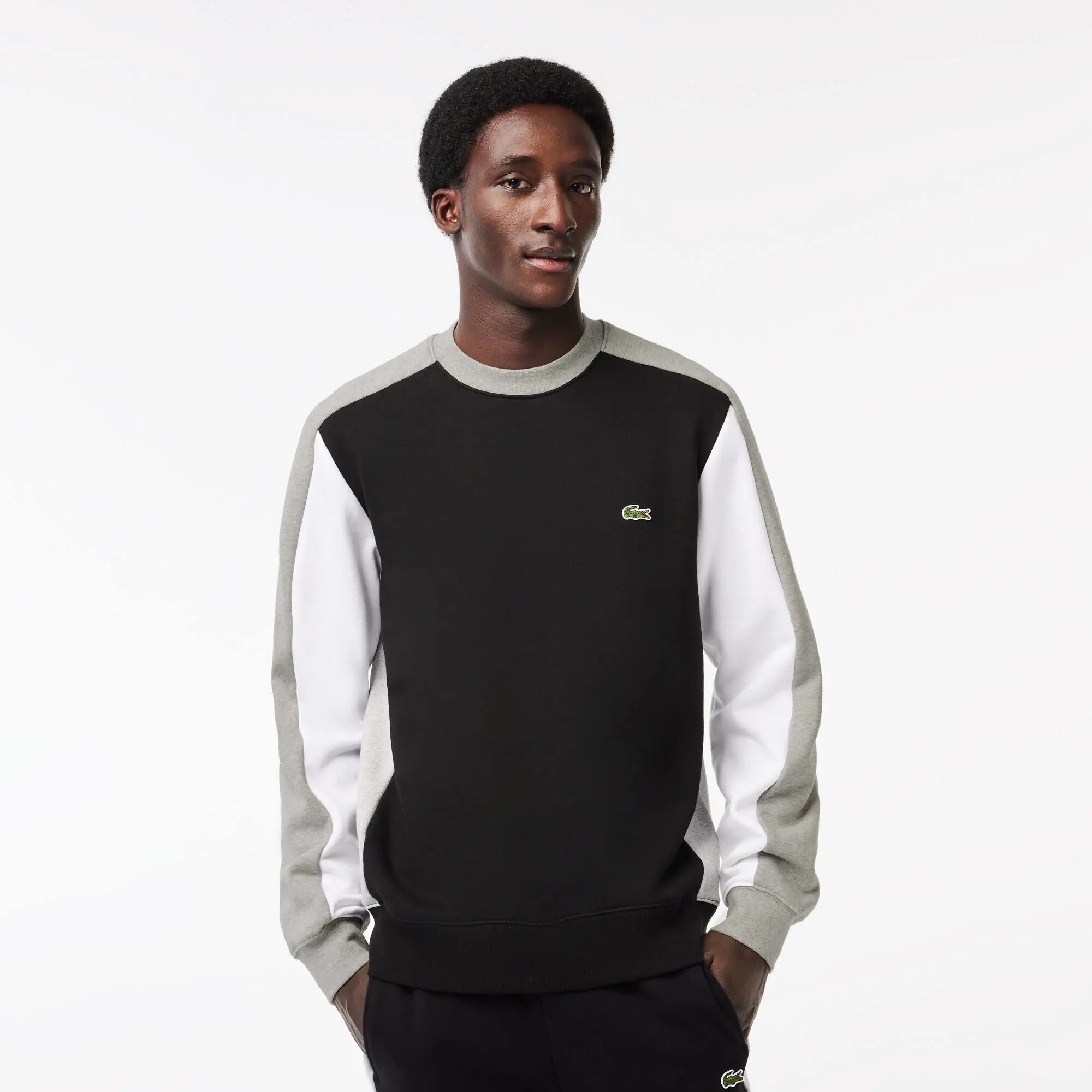 Lacoste Jogger Sweatshirt aus aufgerautem Fleece mit Colourblock. 1