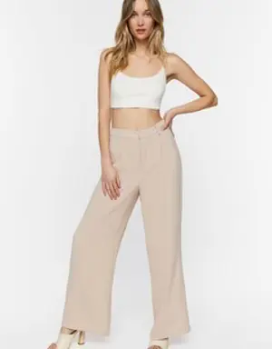 Forever 21 Textured High Rise Trousers Taupe