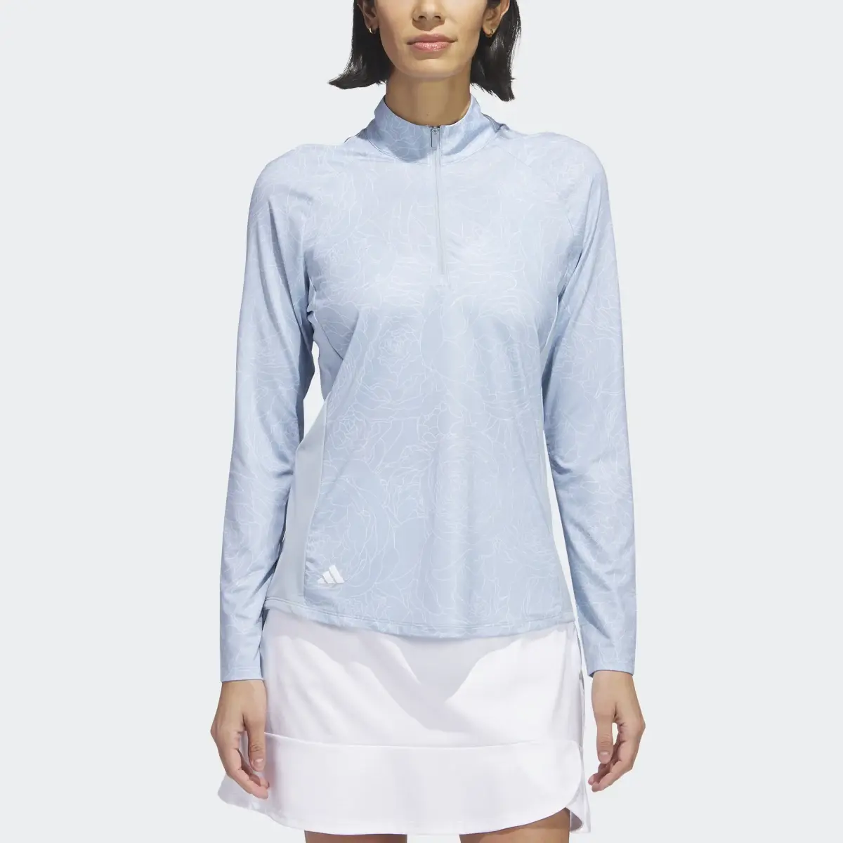 Adidas Essentials Long Sleeve Printed Mock Polo Shirt. 1