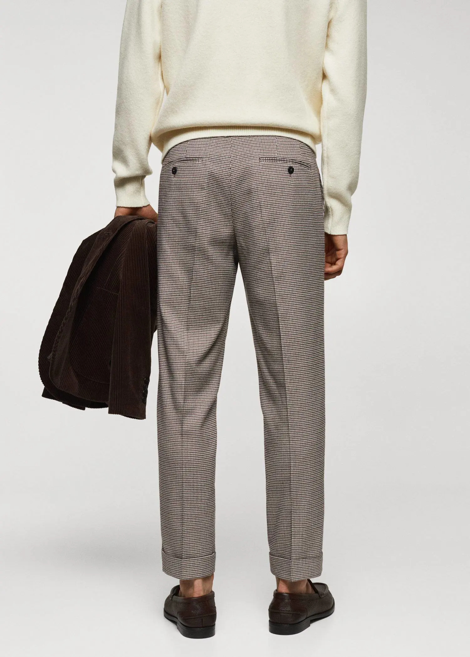 Mango Micro-houndstooth wool-blend slim-fit trousers. 3