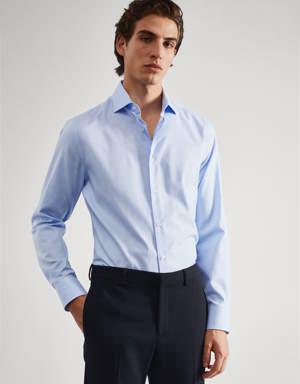 Micro-structure slim-fit suit shirt