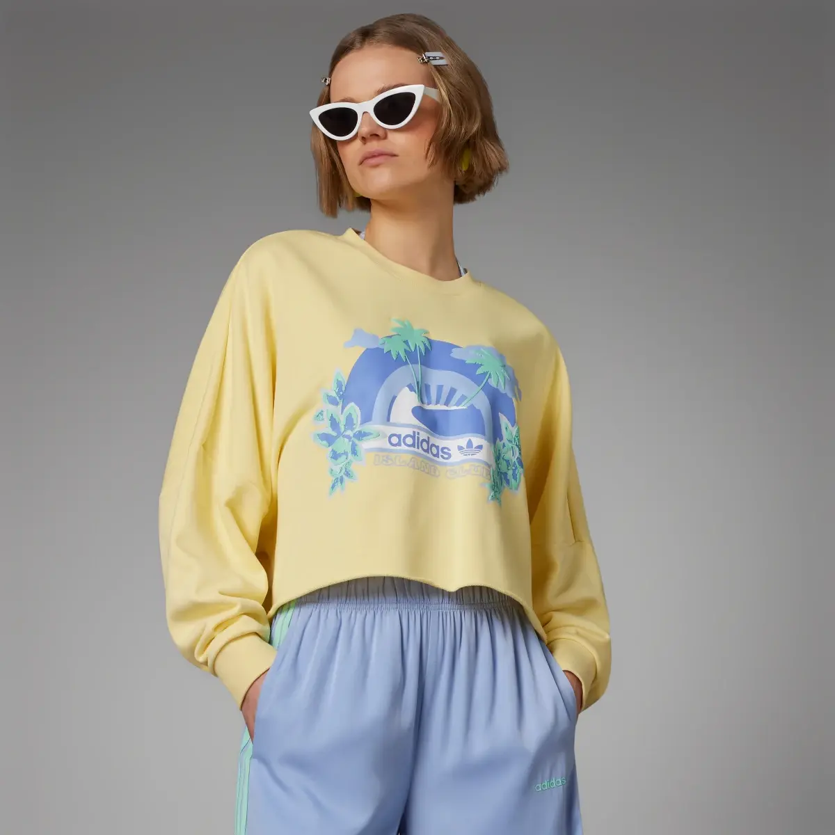 Adidas Island Club Crew Graphic Sweatshirt. 1