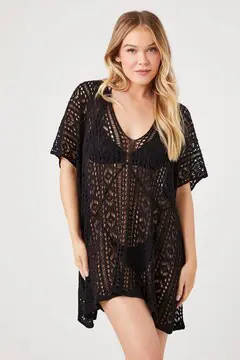 Forever 21 Forever 21 Sheer Swim Cover Up Dress Black. 2