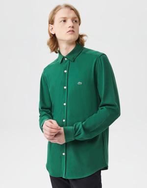 Erkek Slim Fit Yeşil Gömlek