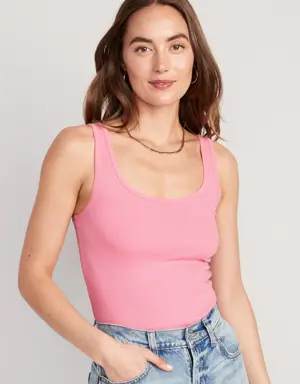 Scoop-Neck Rib-Knit First Layer Tank Top for Women pink