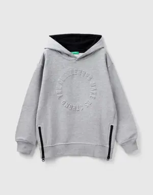 sweatshirt with zip and slogan