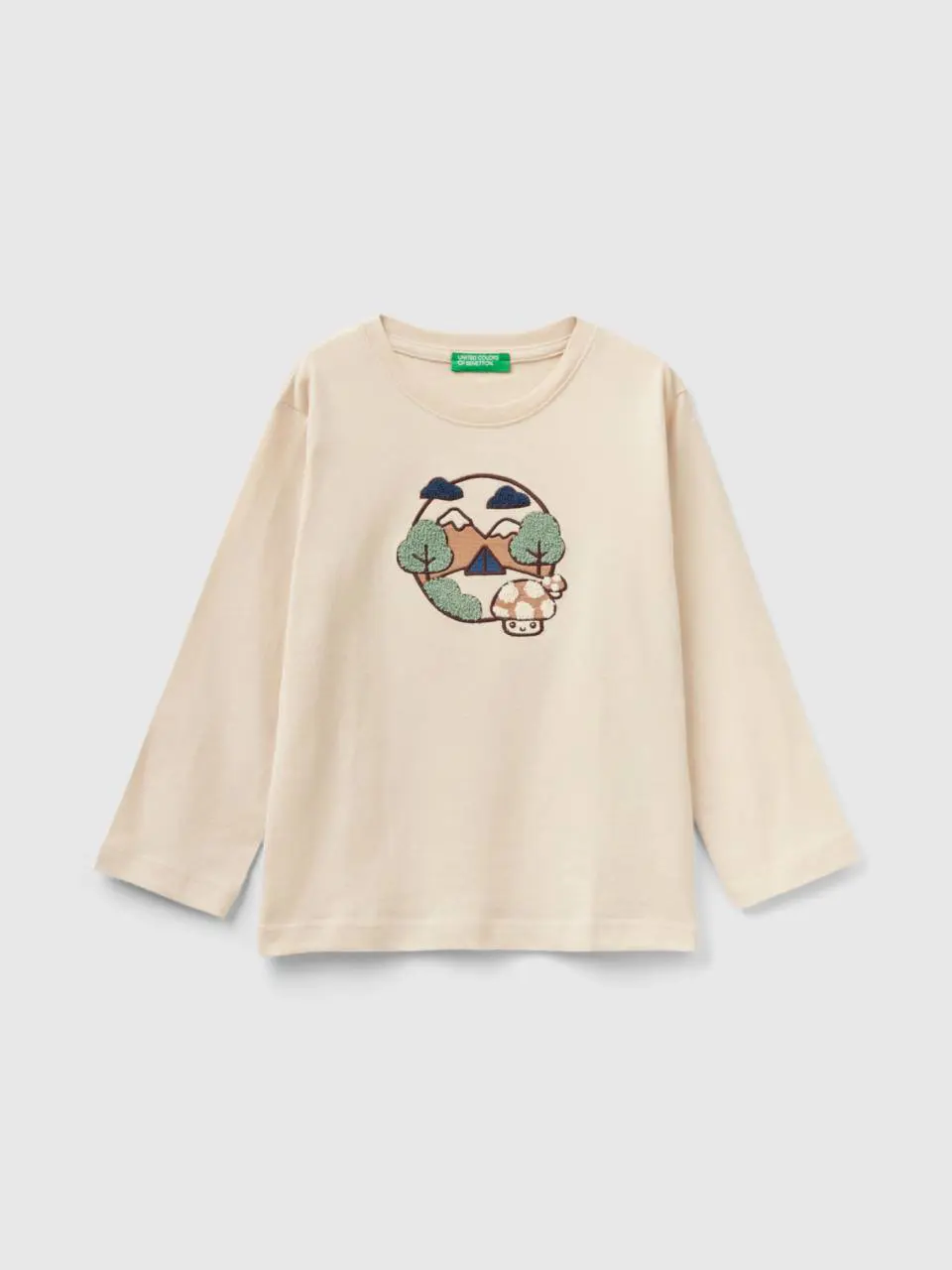 Benetton regular fit t-shirt with embroidery. 1