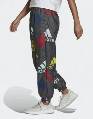 Essentials Multi-Colored Logo Loose Fit Woven Tracksuit Bottoms