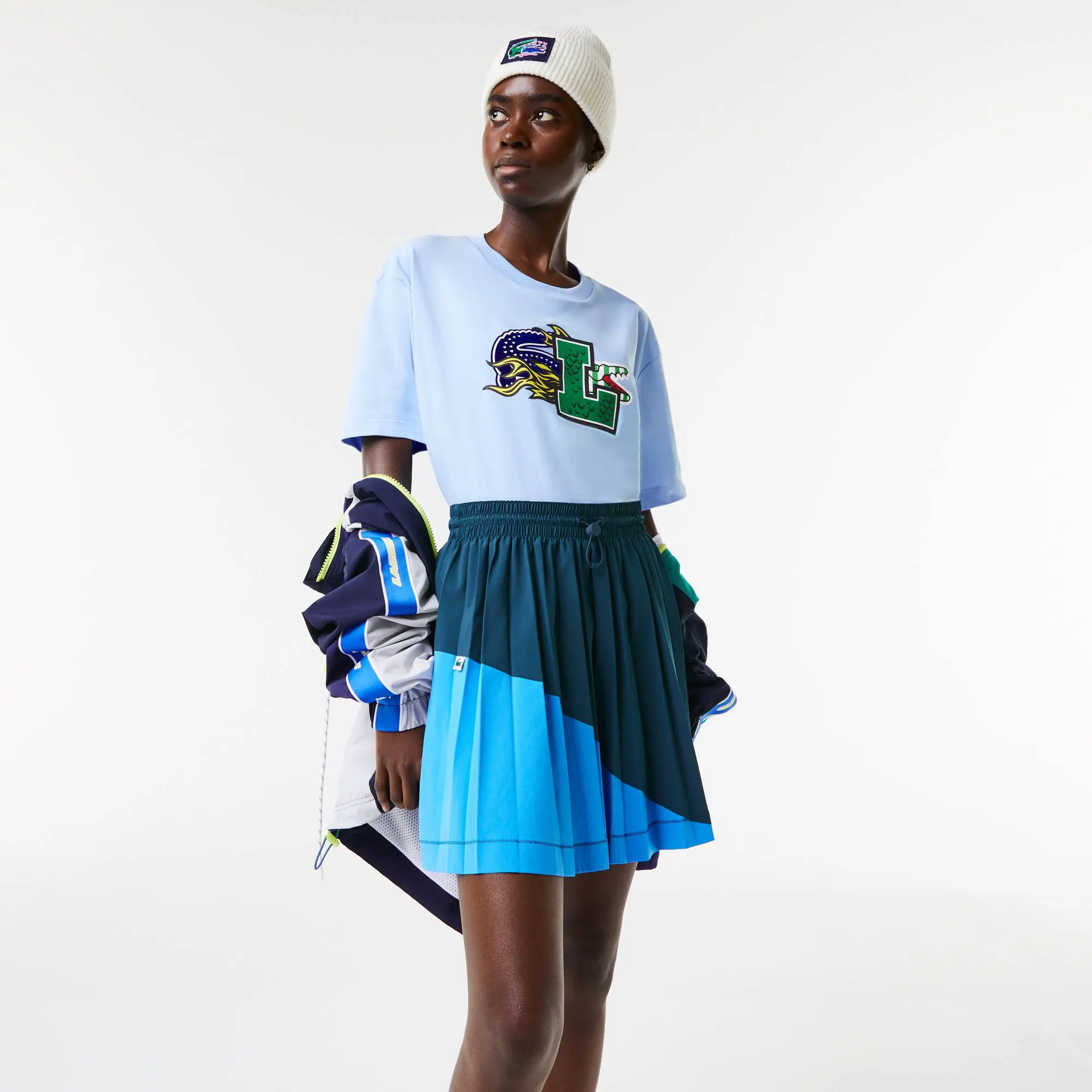 Lacoste Women's Colorblock Pleated Skirt. 1