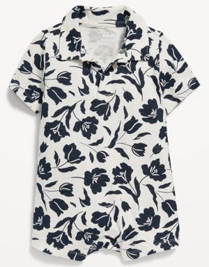 Short-Sleeve Printed Jersey-Knit Romper for Baby blue