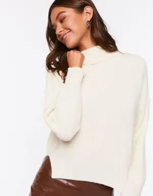 Forever 21 Rolled Turtleneck Drop Sleeve Sweater Cream