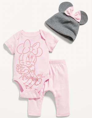 Disney© Minnie Mouse 3-Piece Bodysuit, Pants and Hat Layette for Baby pink