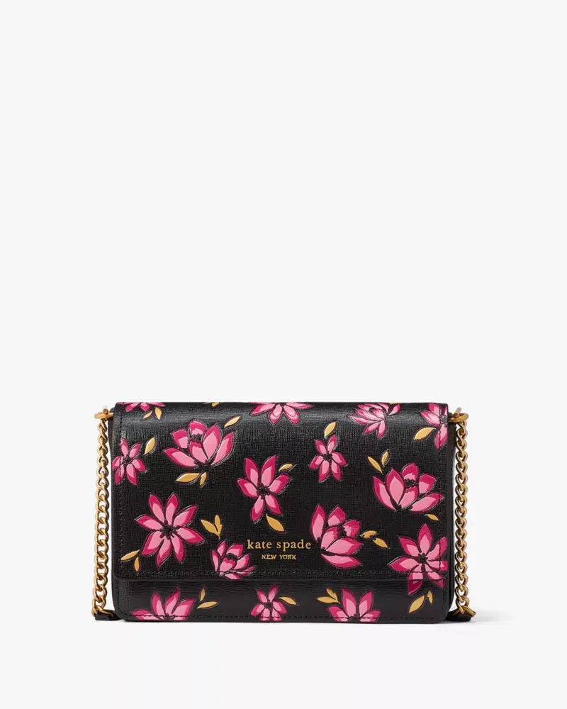 Kate Spade Morgan Winter Blooms Embossed Flap Chain Wallet. 1