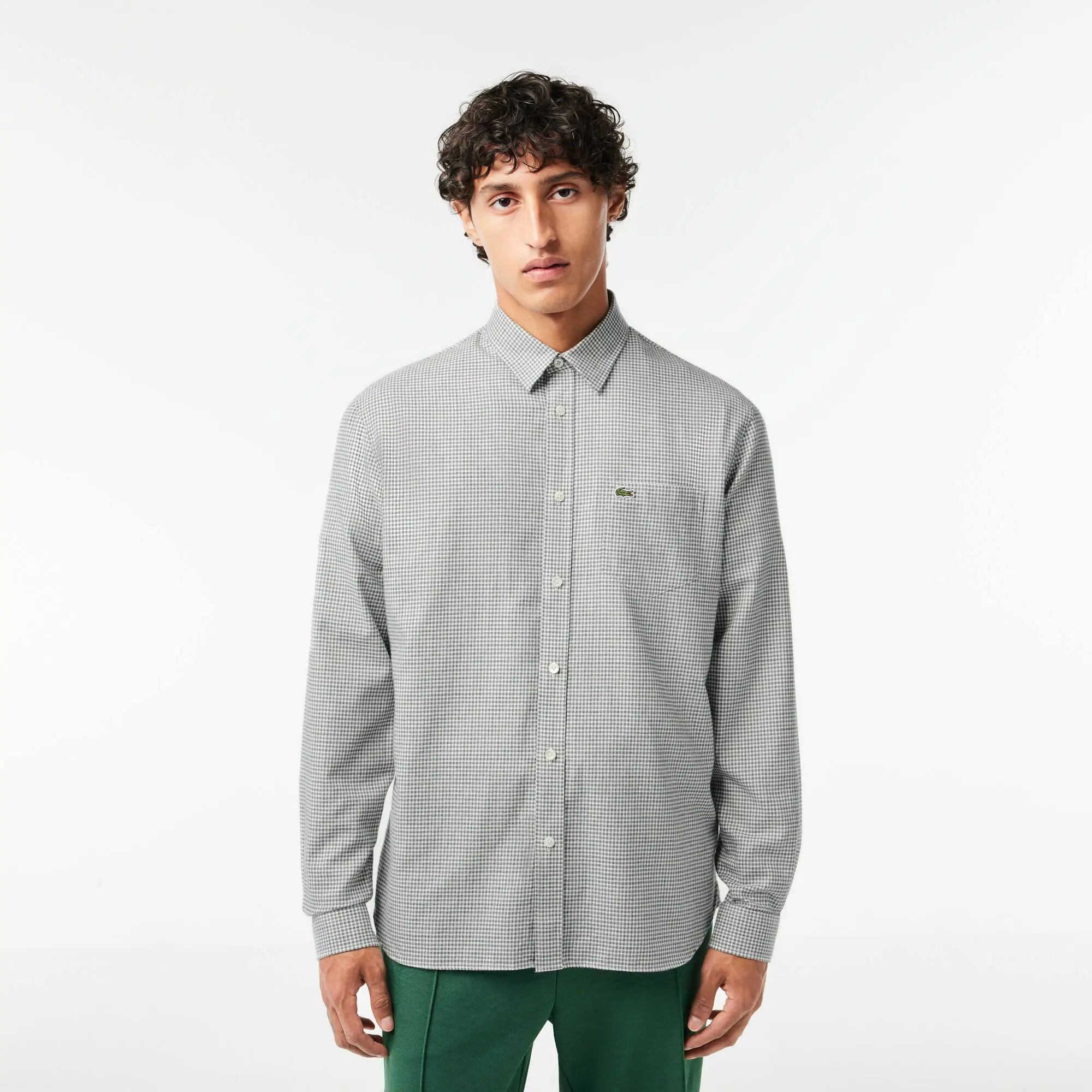Lacoste Camisa de franela de algodón de cuadros. 1