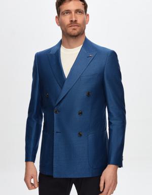 Tween Slim Fit Saks Mavi Kumaş Ceket
