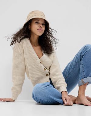 Shaker-Stitch Cardigan beige