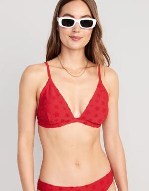 Americana-Print Triangle Bikini Swim Top for Women red