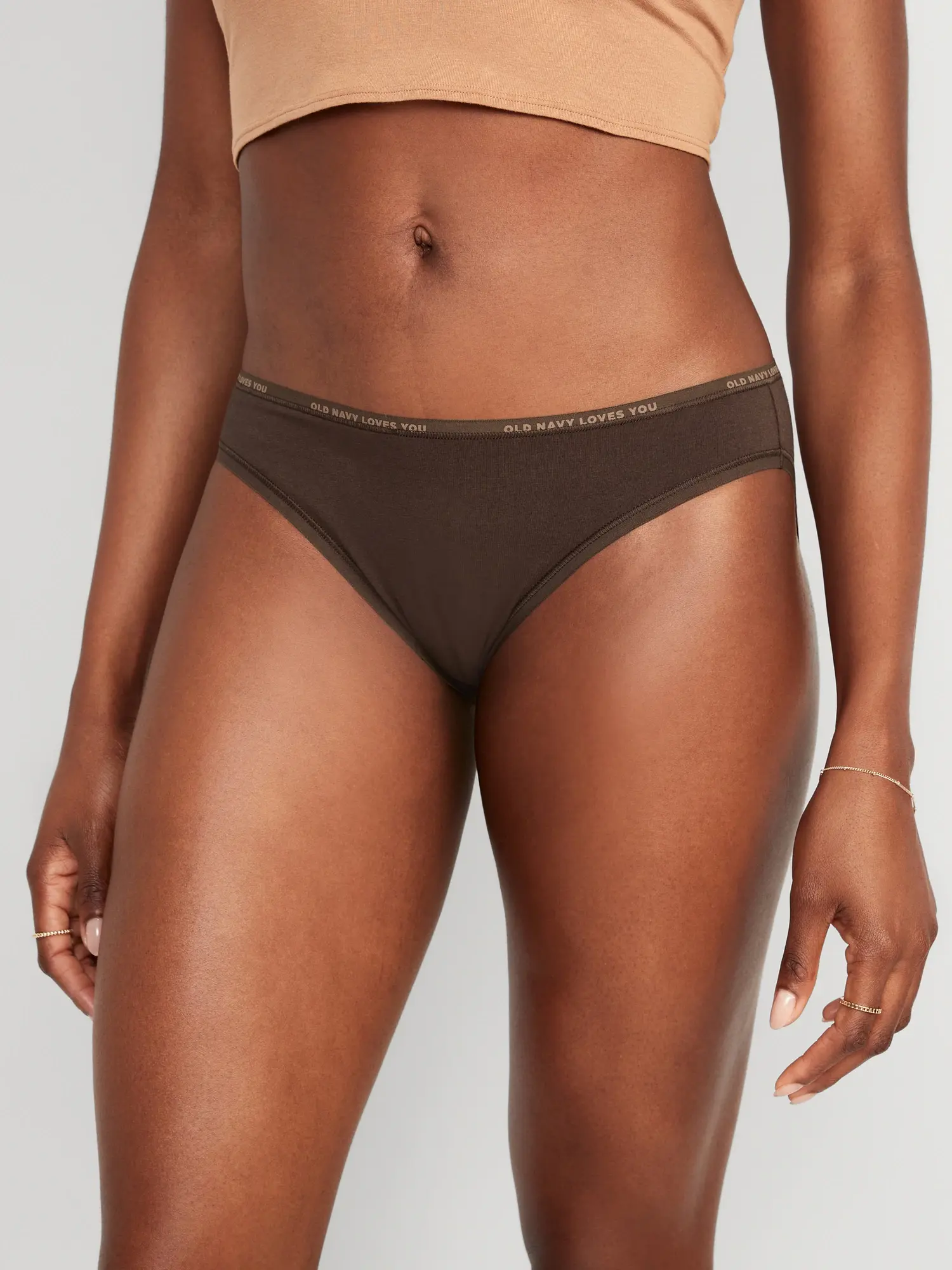 Old Navy Mid-Rise Everyday Cotton Underwear brown. 1