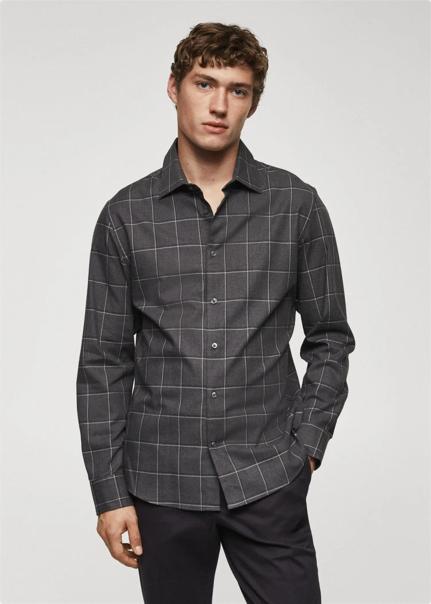 Mango Check flannel cotton shirt. 1