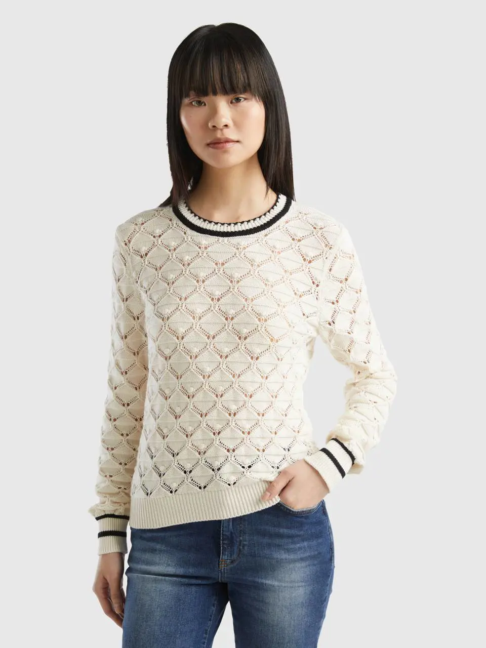 Benetton perforated sweater in pure cotton. 1