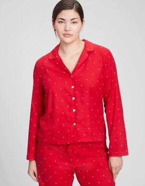 Flannel Düğmeli Pijama Üstü