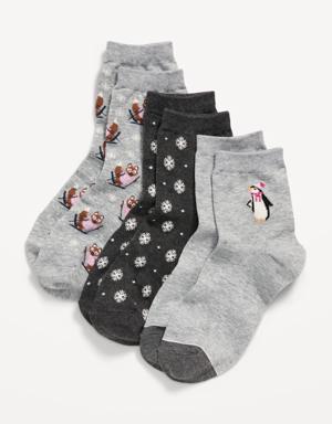 Novelty Quarter Crew Socks 3-Pack For Women multi