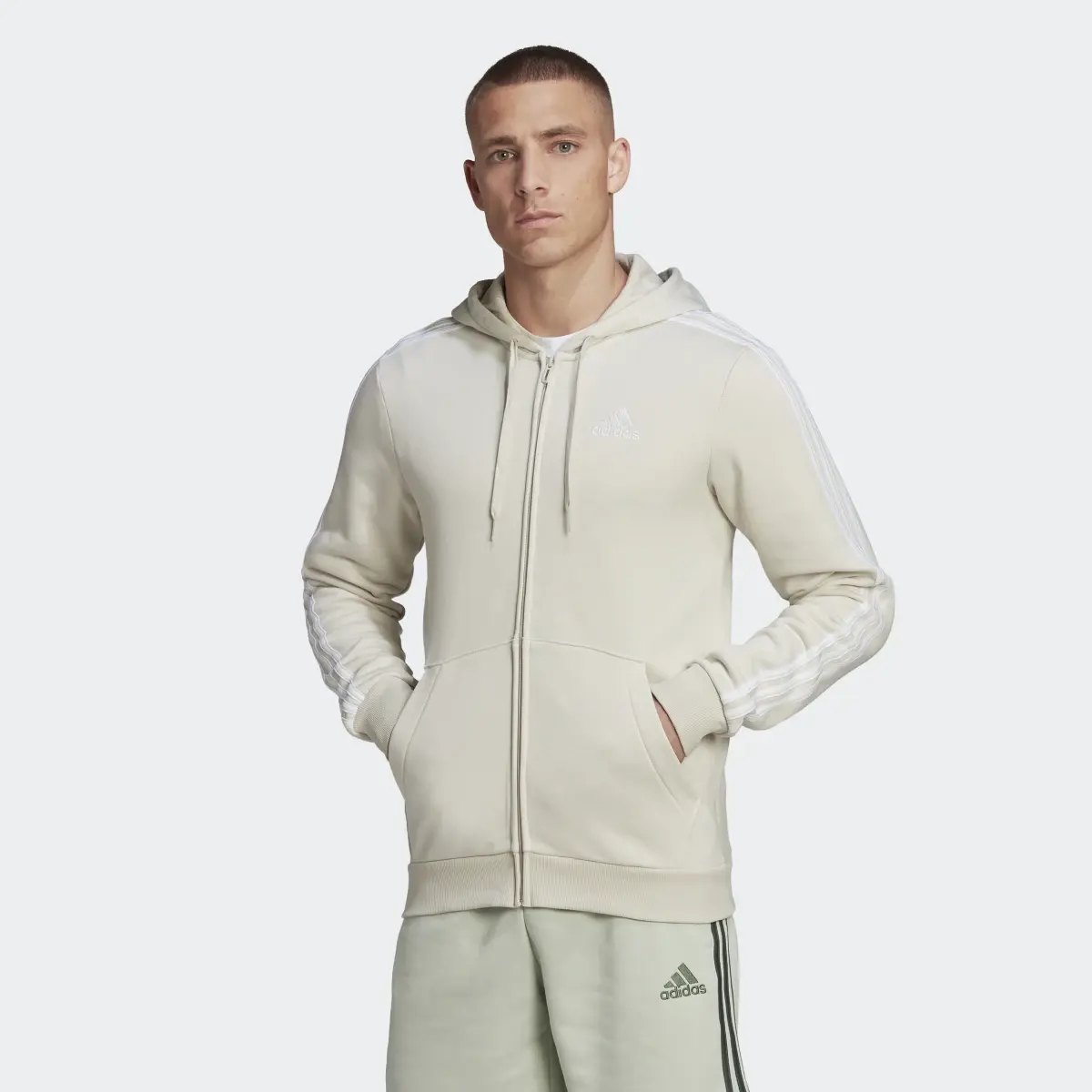 Adidas Essentials Fleece 3-Stripes Full-Zip Hoodie. 2