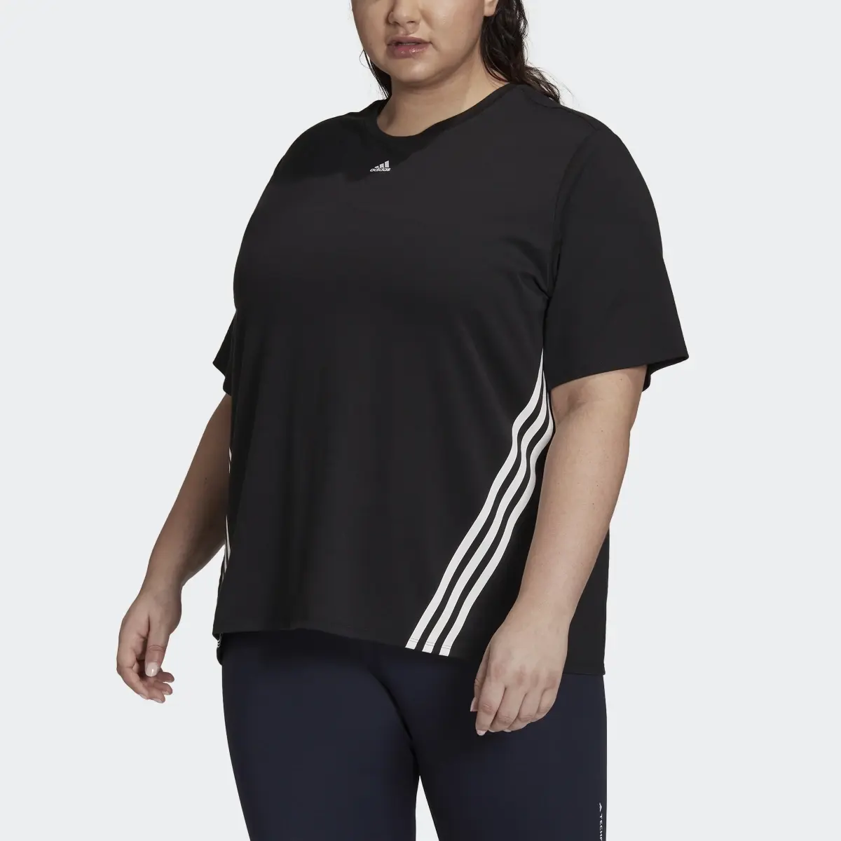 Adidas Train Icons 3-Stripes T-Shirt (Plus Size). 1