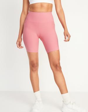 Old Navy High-Waisted PowerSoft Side-Pocket Biker Shorts for Women -- 8-inch inseam pink