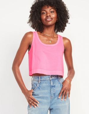 Old Navy Cropped Vintage Garment-Dyed Tank Top for Women pink