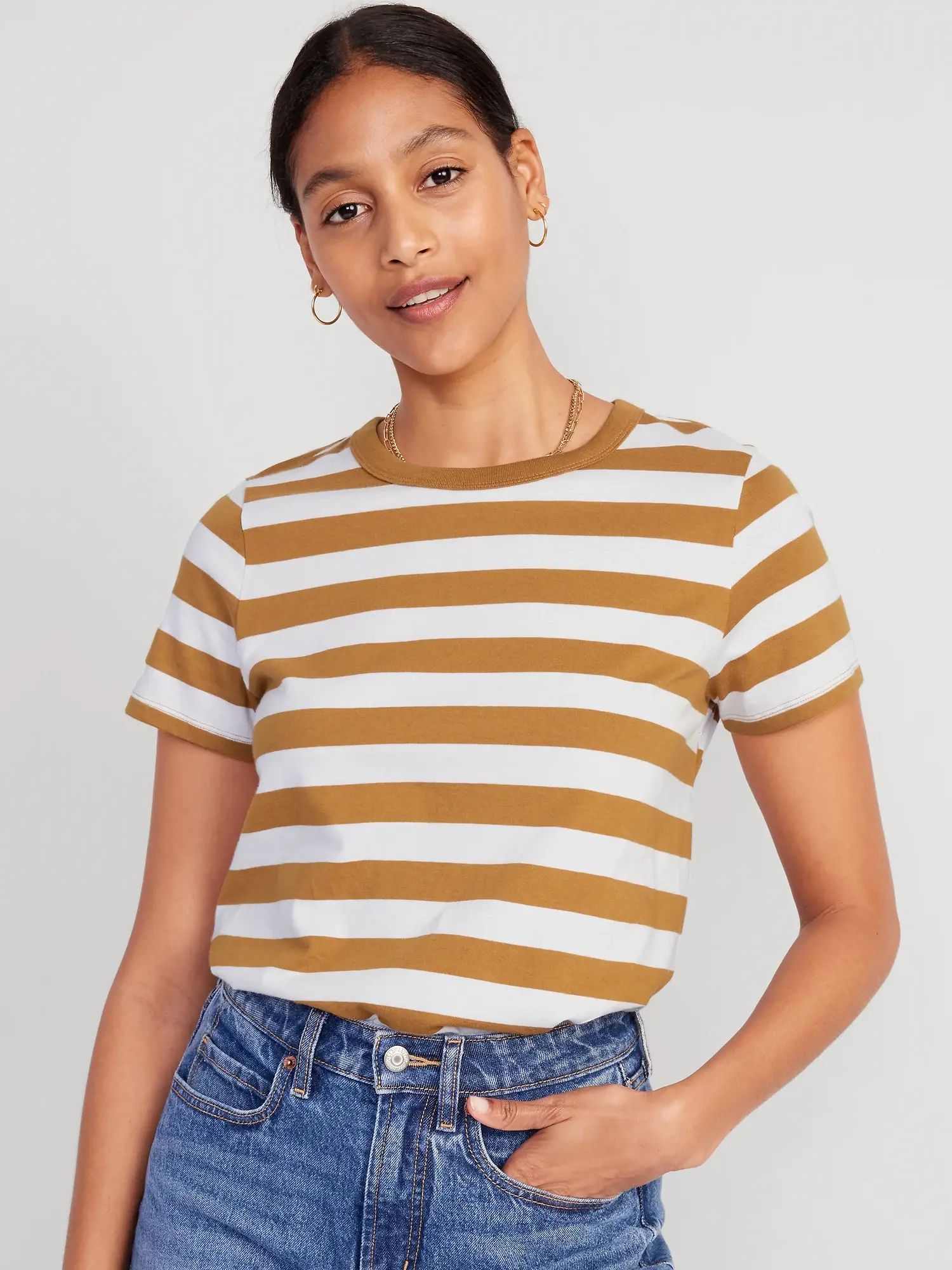 Old Navy EveryWear Striped T-Shirt for Women brown. 1