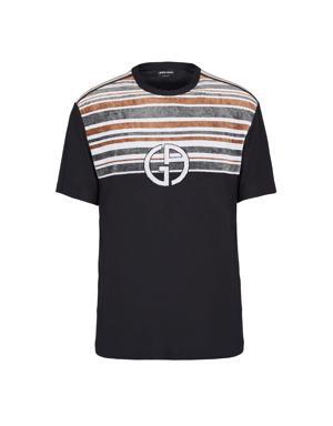 Jersey T-shirt with Striped Jacquard Insert