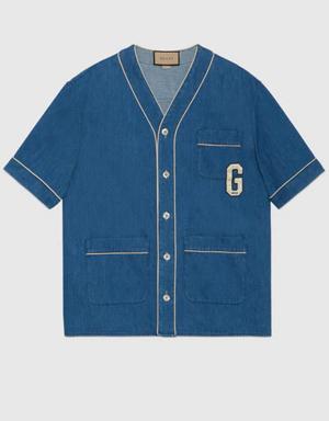Denim shirt with G patch