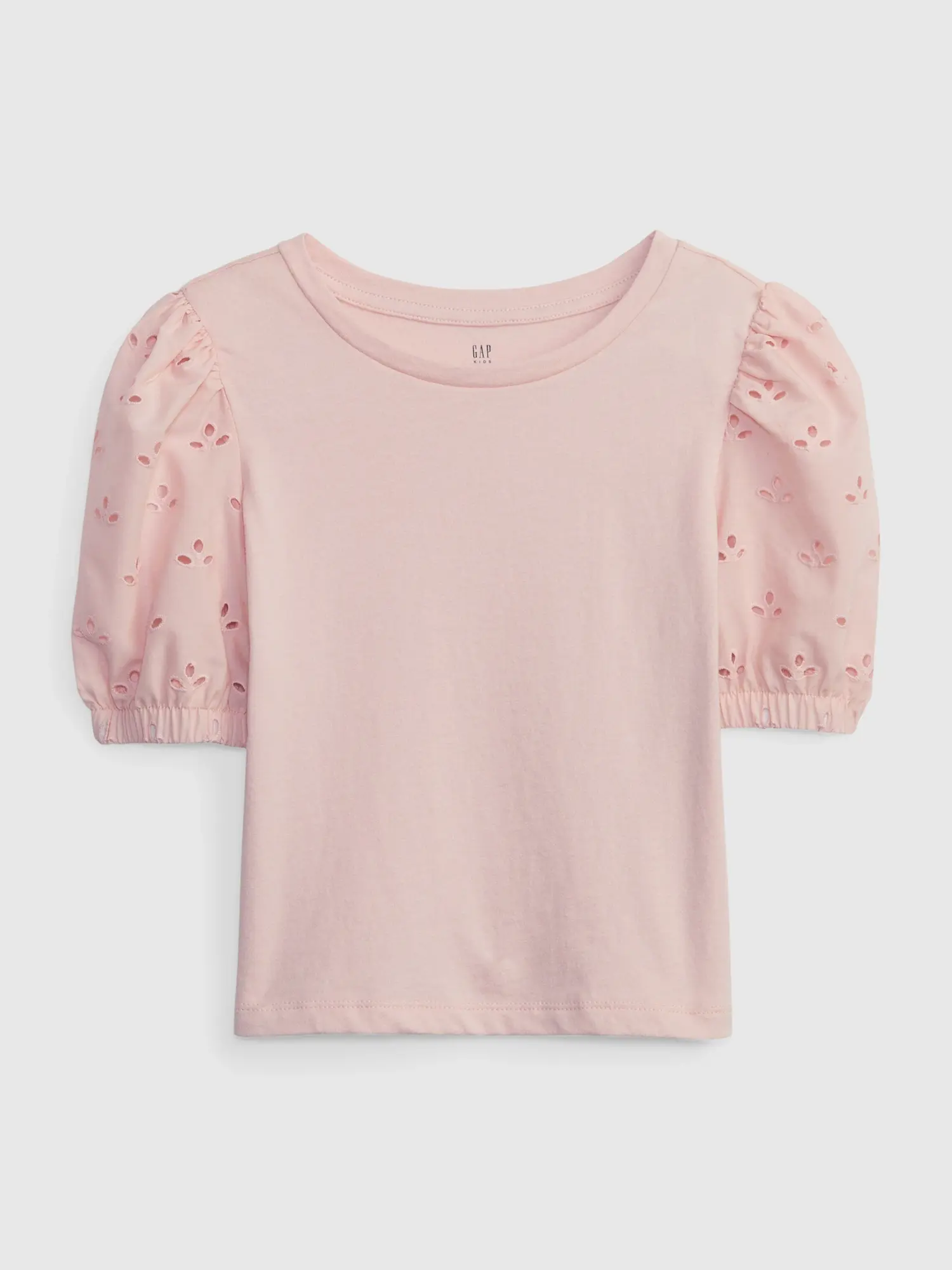 Gap Kids Eyelet Puff Sleeve Top pink. 1