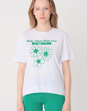 Best Friend Baskılı Kısa Kollu T-shirt