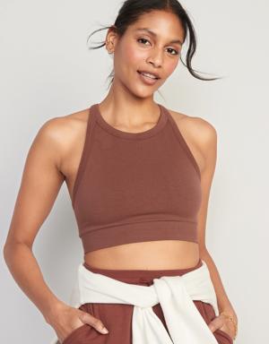 Light Support Seamless Longline Sports Bra brown