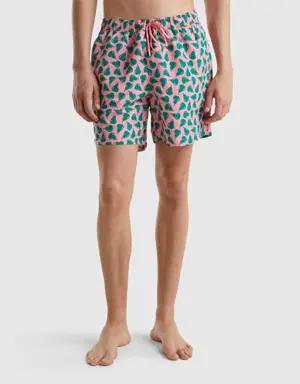 pink swim trunks with pear pattern