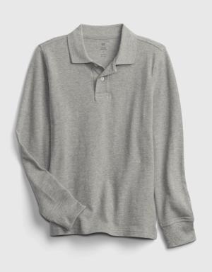 Gap Kids Organic Cotton Uniform Polo Shirt gray
