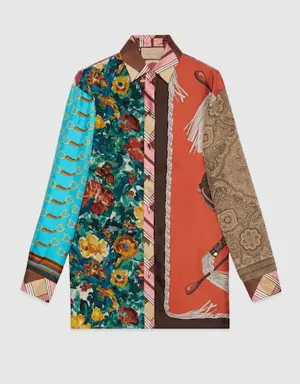 Heritage patchwork print silk shirt