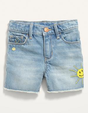 Embroidered Graphic Jean Cut-Off Shorts for Toddler Girls blue