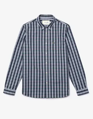 Men's Slim Fit Checkered Cotton Poplin Shirt
