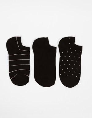 3'lü Paket Kadın Step Çorap Desenli